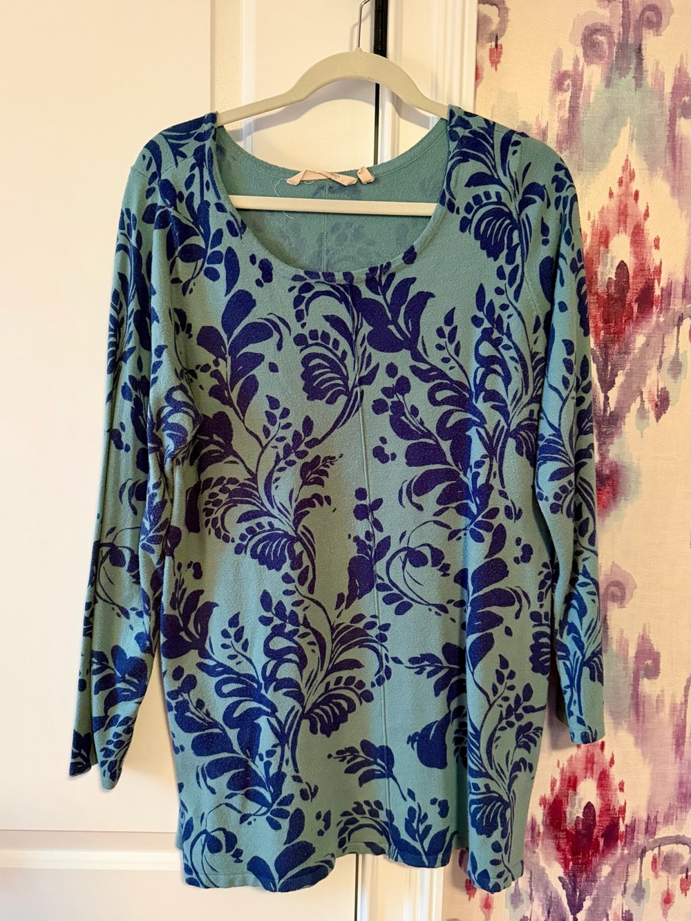 Soft Surroundings: Blue Floral Long-Sleeve Top